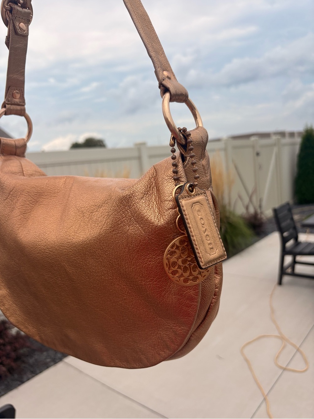 Coach Metallic Gold Ali Flap Shoulder Bag - Picture 2 of 11